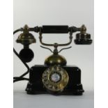 A Japanese model JN-4 vintage style telephone, serial number 082042, with brass fittings.