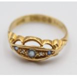 A sapphire and diamond ring, Birmingham 1918, of boat shape, size N, 3 gms.