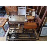 A child's school desk, an Edwardian white painted rocking chair and four other pieces of