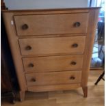 A Lebus Furniture mid century chest of 4 long drawers, 79 x 42 x 95 cm.