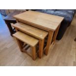 Two oak nest of tables, 70 x 42 x 60 cm, and 62 x 38 x 49 cm