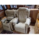 Two electric reclining armchairs with power packs (2)