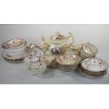 A Sunderland lustre part tea service, comprising tea pot, 9 cups (2 lacking handles), 11 saucers,