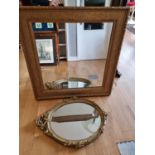 A gilt framed mirror, 84 x 84 cm and 4 other mirrors