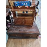 An Edwardian oak wall cabinet and a blanket box (2)