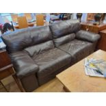 A pair of brown leather two and three seat sofas, 170 x 90 and 215 x 90 cm.