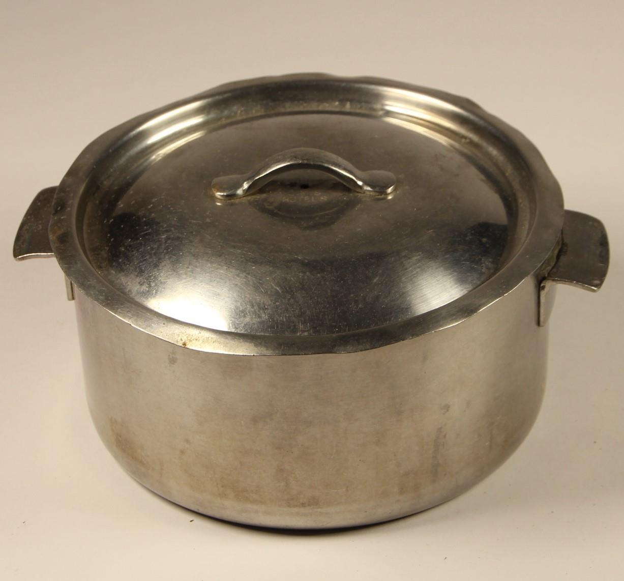 Three stainless steel cooking pots, each marked to base and lid 'LMS HOTELS' - Image 4 of 7