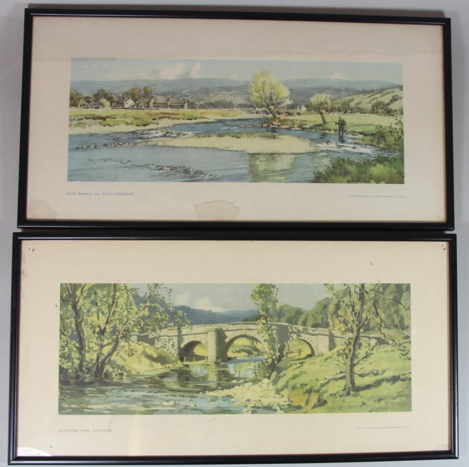 Two framed carriage prints- River Wharfe, near Ilkley and Duncombe Park, Yorkshire