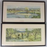 Two framed carriage prints- River Wharfe, near Ilkley and Duncombe Park, Yorkshire