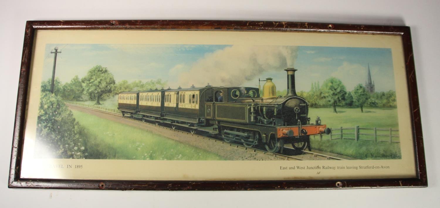Two framed Hamilton Ellis carriage prints, travel in 1895 and travel in 1905 (2)
