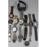 A collection of quartz sports wristwatches