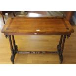 An early 20th century mahogany side table with inlaid decoration to the top, 89 x 69 cm