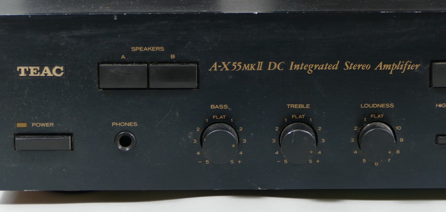 A Teac integrated stereo amplifier, model number A-X55 MK2 complete with four Teac 2-way speakers - Image 2 of 2