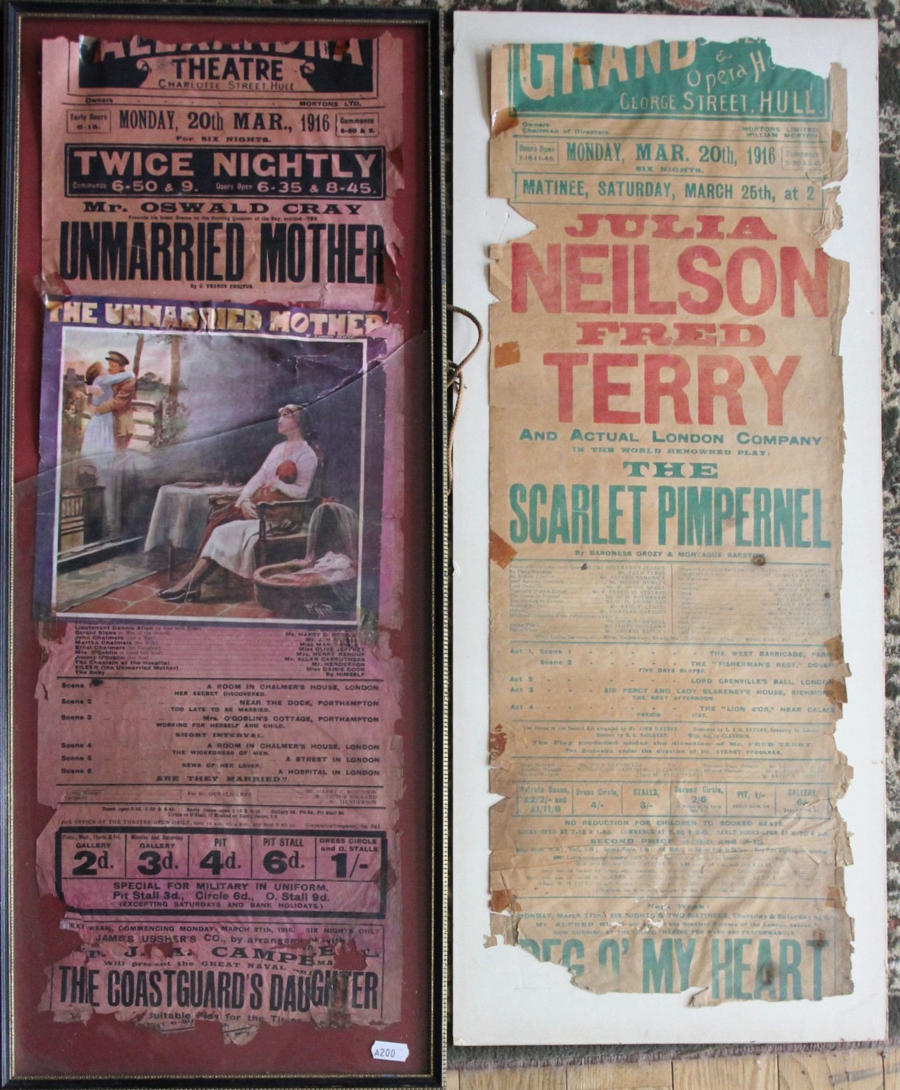 A collection of six framed and un-framed production posters "Hull Theatre" dating from the late 18th - Image 6 of 6