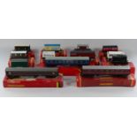 Twelve boxed Tri-ang and Hornby railway models to include- 'Black & Reoch' Mineral Wagon (R.021), '