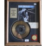 A special edition 24kt gold disc "Elvis Presley - Hound Dog" complete with autograph of Elvis