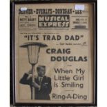 A framed show poster promoting Helen Shapiro and Craig Douglas at Winding Wheel Theatre,