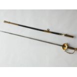 A Victorian rapier, by Alpin & Cooper, London, with brass hilt and wire grip, blade length 74 cm,