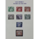 George V postage due 1914-23, 1924-26 definitive set of 2, mint, similar used and a block of 14 6d