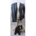 A WWII RAF Flying Officers uniform, worn by C.E. Gibson Air Gunner, with a dog tag, 44 cm across the