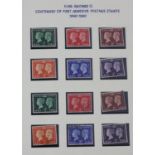 George VI centenary of first adhesive postage stamps, mint, used and cover, block of 8 Victory