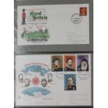 73 FDC, by Calvert Stamp shop, Bradford, to include Concorde 1973, QEII Maiden voyage 1969, and