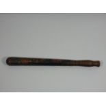 A Victorian combination truncheon/sword stick, with painted decoration, the handle unscrewing, 40