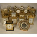 A collection of clocks to include, quartz carriage clocks and anniversary clocks