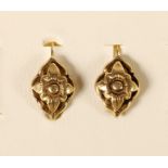 A pair of French gold ear rings, floral design bearing control and makers marks, 1.5gm, 17 x 12mm