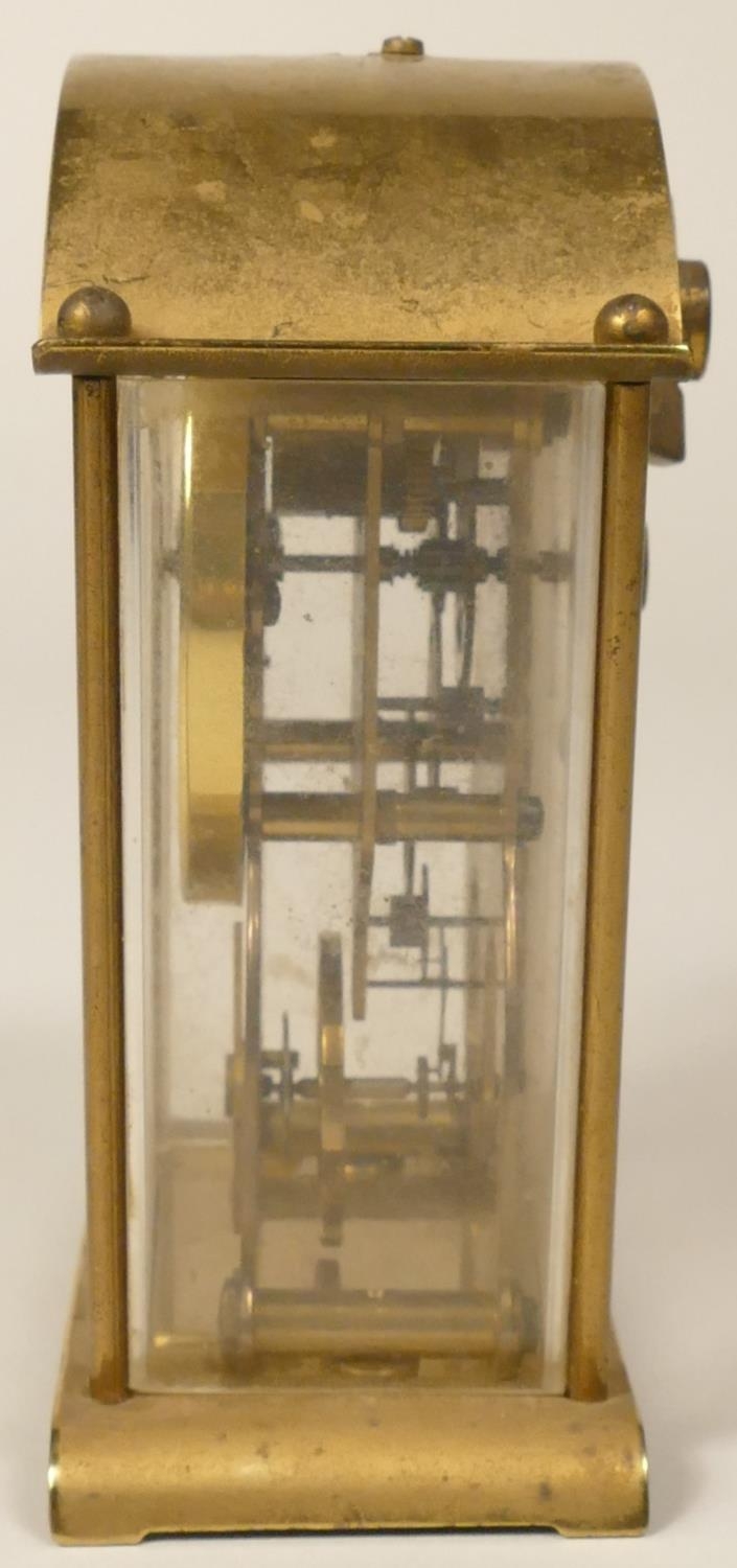 A Schatz 8 day, brass carriage time piece with visible escapement, together with another similar - Image 5 of 9