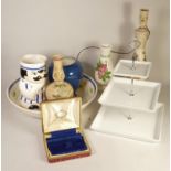 Two boxes of assorted ceramics and glassware to include, Wedgewood vases, Chinese lidded ginger jar,