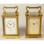 A Nathan & Co, Birmingham, a brass carriage time piece with reeded columns, height 12 cm, together