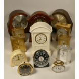 A collection of clocks to include, a Bentima quartz mantel clock, a Acctim quartz carriage clock,