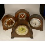 A collection of clocks to include, Enfield wooden mantel clock, Smiths wooden mantel clock, together