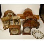 A collection of clocks to include, a Rhythm quartz mantel clock, a Hettich quartz clock, together