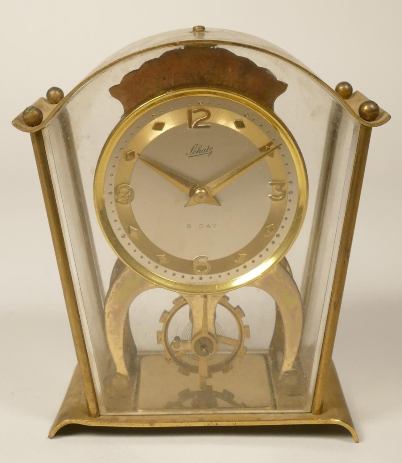 A Schatz 8 day, brass carriage time piece with visible escapement, together with another similar - Image 2 of 9