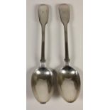 A pair of George III silver fiddle pattern table spoons, by Eley & Fern, London 1823, 4.5oz