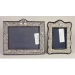 A silver photograph frame, London 1973 and a smaller example London 1986 (2)