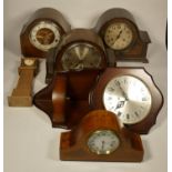 A collection of clocks to include, a Vedette corner clock, a Bentima mantel clock, together with