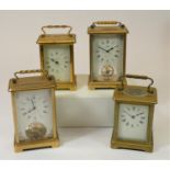 Two Schatz 8 day, brass carriage clocks, with visible escapement, together with a Bayard 8 day