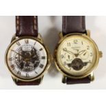 Rotary, a gold plated automatic skeleton gentleman's wristwatch, 40mm, original leather strap and