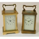 An Angelus 11 jewel, brass carriage clock, stamped by maker, together with another unmarked carriage