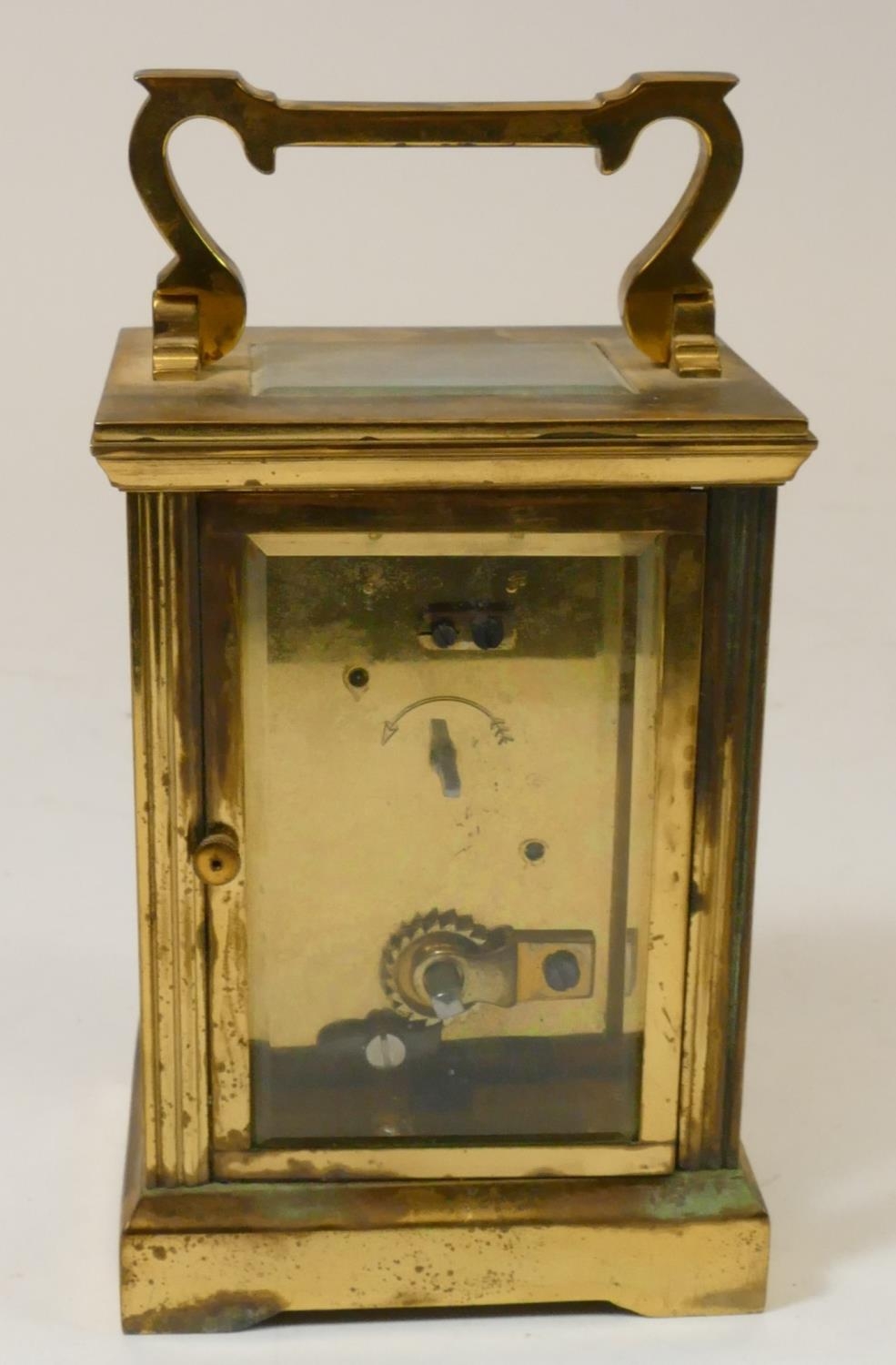 A L'Epee, French, brass manual wind carriage clock, stamped by maker, with reeded columns, - Image 4 of 13