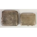 Two silver cigarette cases, Birmingham 1917, 1918, 5.7oz