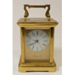 A Richard & Cie, French, 19th century brass, striking carriage clock, striking on a bell, stamped 85