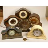 A collection of clocks to include, a Westminster Chime mantel clock together with five other
