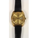 Tissot Seastar, a gold plated automatic day/date gentleman's wristwatch,35mm, Tissot leather strap