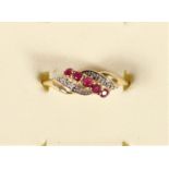 A 9k gold ruby and diamond ring, 1.5gm, P