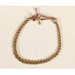 A 9ct gold rose gold curb link bracelet with T bar, 15.4gm