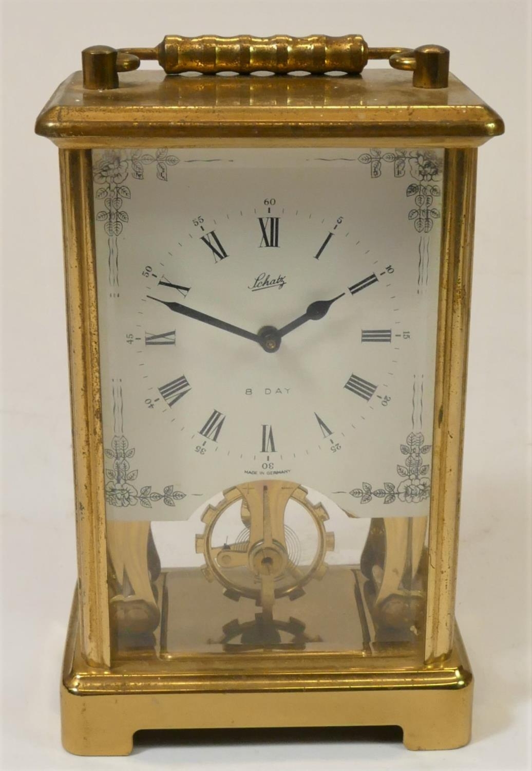 A L'Epee, French, brass manual wind carriage clock, stamped by maker, with reeded columns, - Image 2 of 13